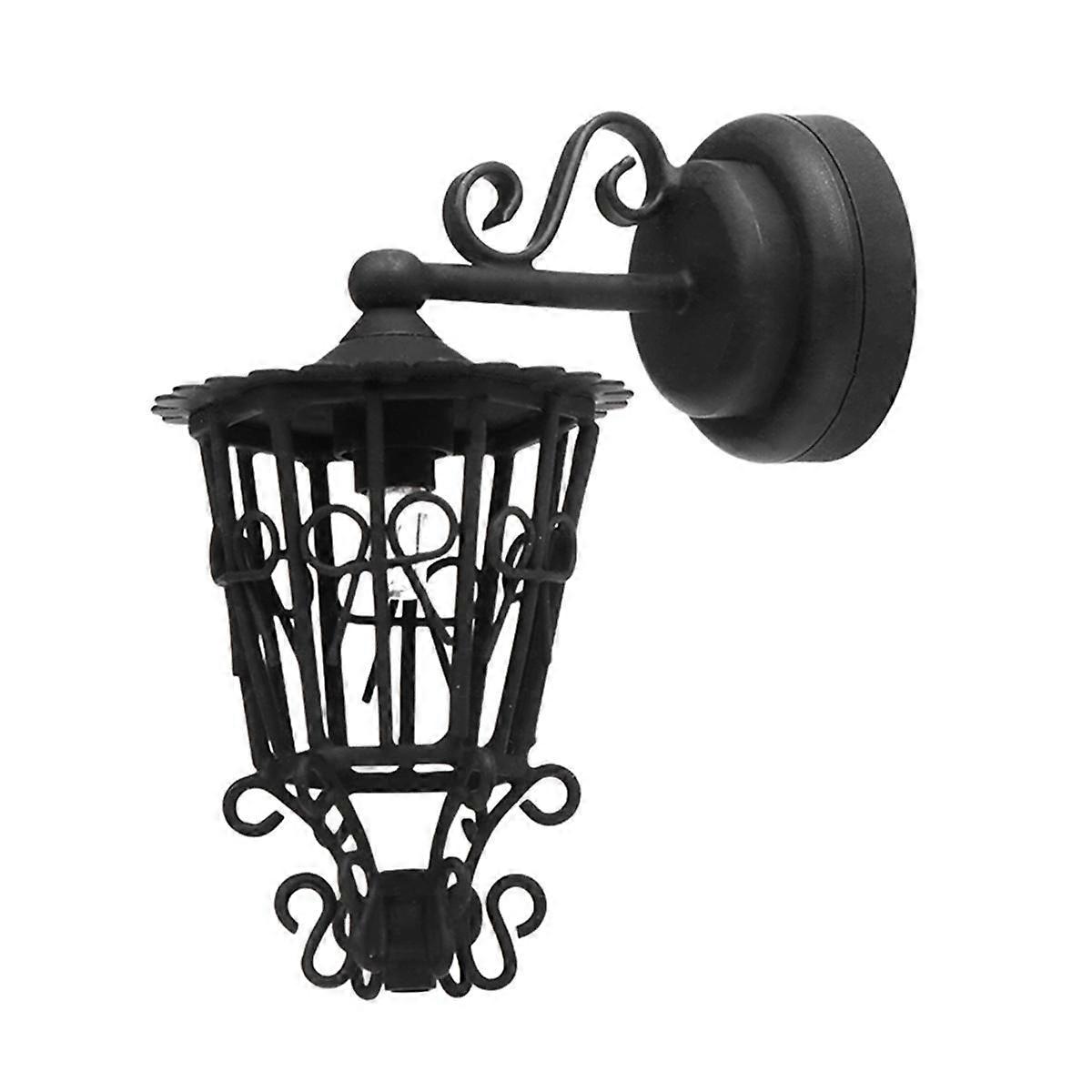 1/12 Miniature Wall Lamp Craft Miniature Furniture Lace Openwork Round Wall Sconce
