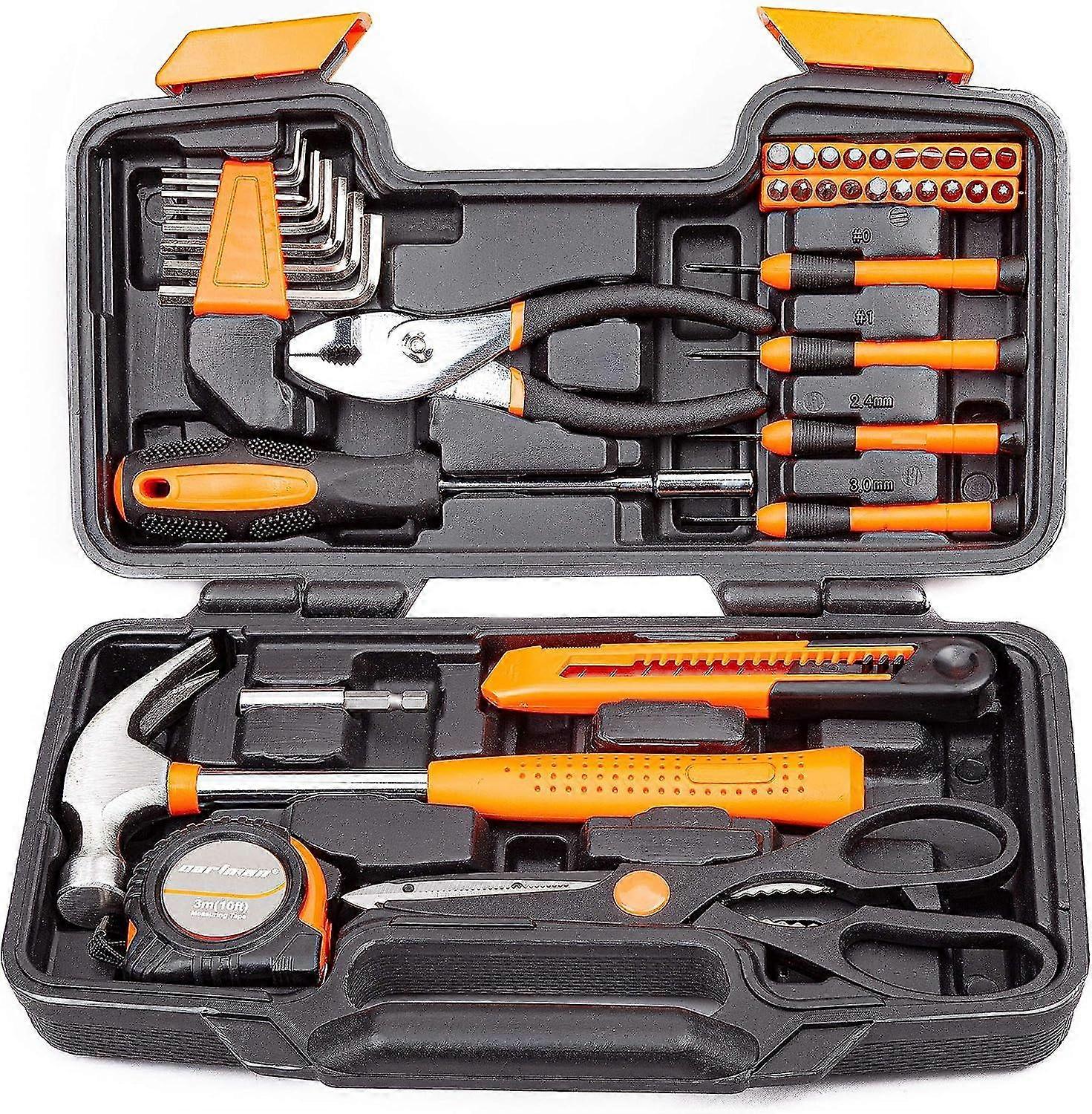 39 Piece Tool Set General Purpose Household Manual Kit With Plastic Toolbox Storage