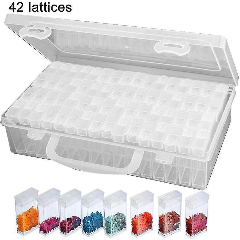 Dhrs 42/84 Grid Transparent Box Diy Handmade Beaded Diamond Painting Storage Box Glass Rice Bea