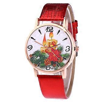 Cadeau de Noël Imprimé Cadran Ceinture Incrustée avec Diamant Échelle Numérique Montre Femme