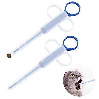 2 Pieces Cat Pet Pill Shooter, Silicone Pills Feeding Dispenser Tool with 2 Soft Silicone Tips, Pet Medicine Feeder