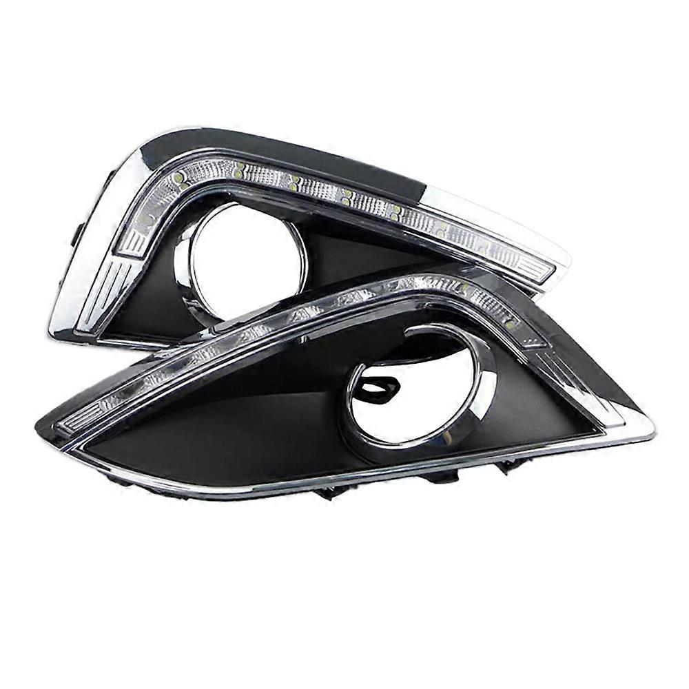 1Pair Daytime Running Light with Fog Lamp Hole Corner Light Signal Lamp Assembly for IX35 2010-2013