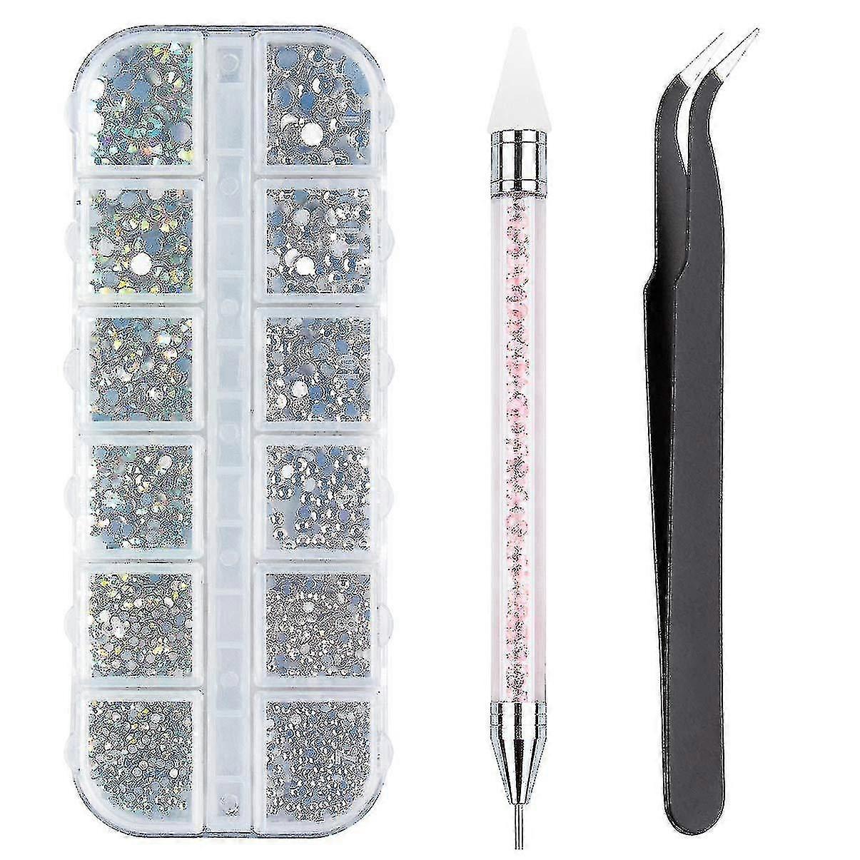2000pcs Multi-sized Crystal Ab Rhinestones With Pick Up Tweezer And Rhinestones Picking Pen(wanan)