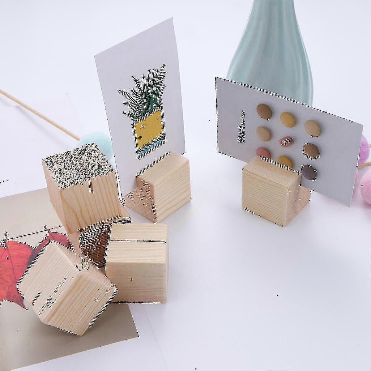 12pcs Natural Wood Photo Holder Versatile Photo Stand Tabletop Wooden Display Holder Business Card Stand Base