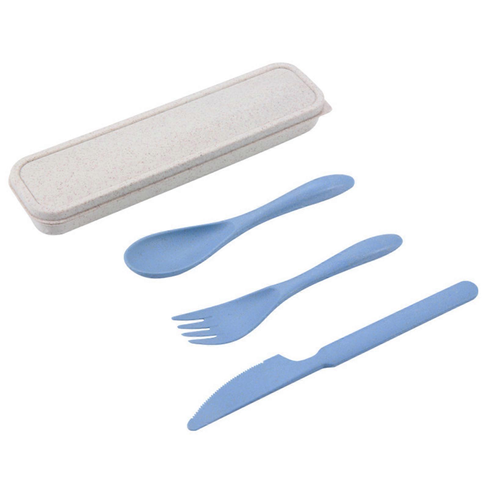 1 Set Wear-resistant Spoon Set Corrosion Resistant Plastic Portable Smooth Edge Cutter Fork for Home KAESI