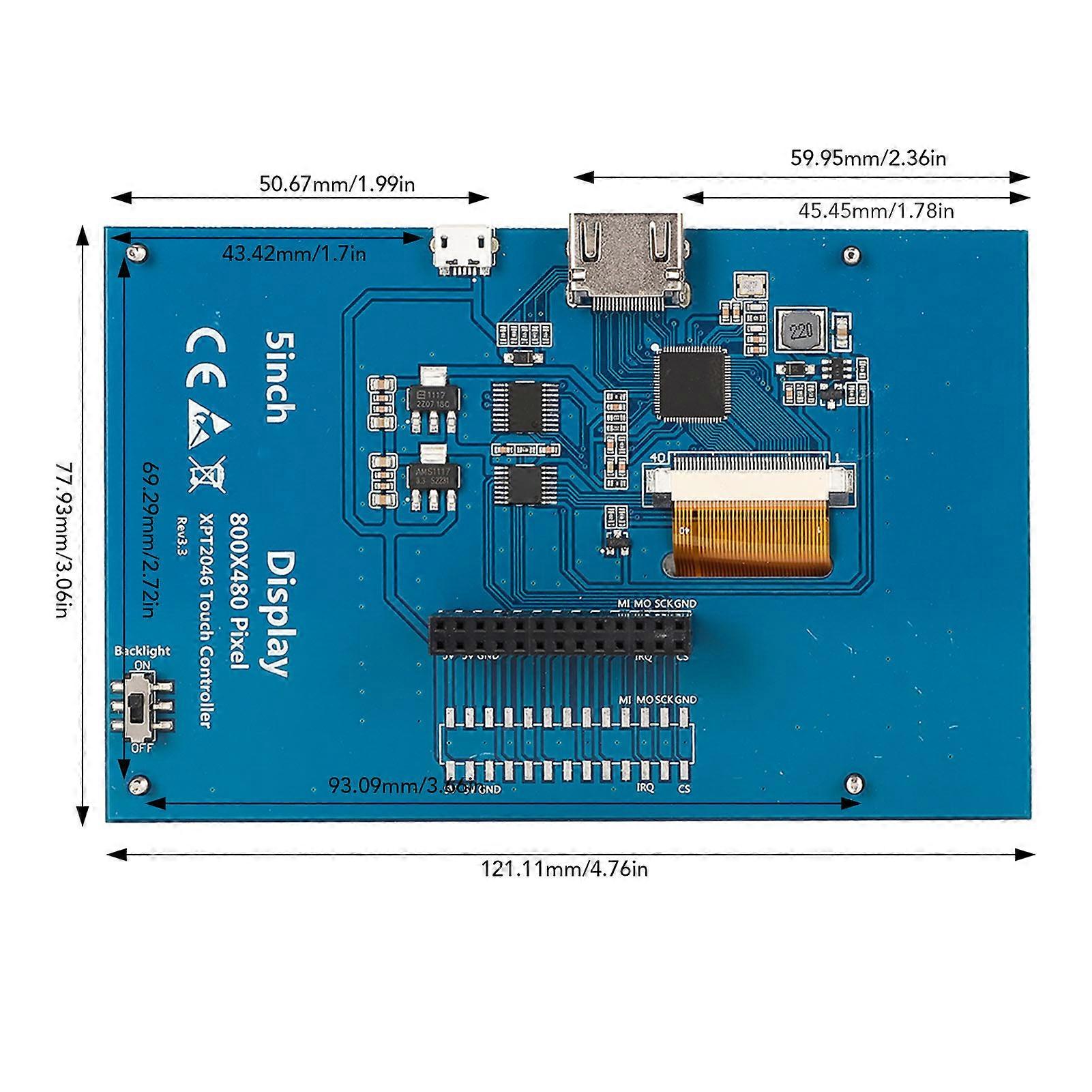 5 Inch TFT LCD Display HD Multimedia Interface Compatible Monitor Touchscreen for Raspberry Pi 4B 3B+ 3B 2B+ BB