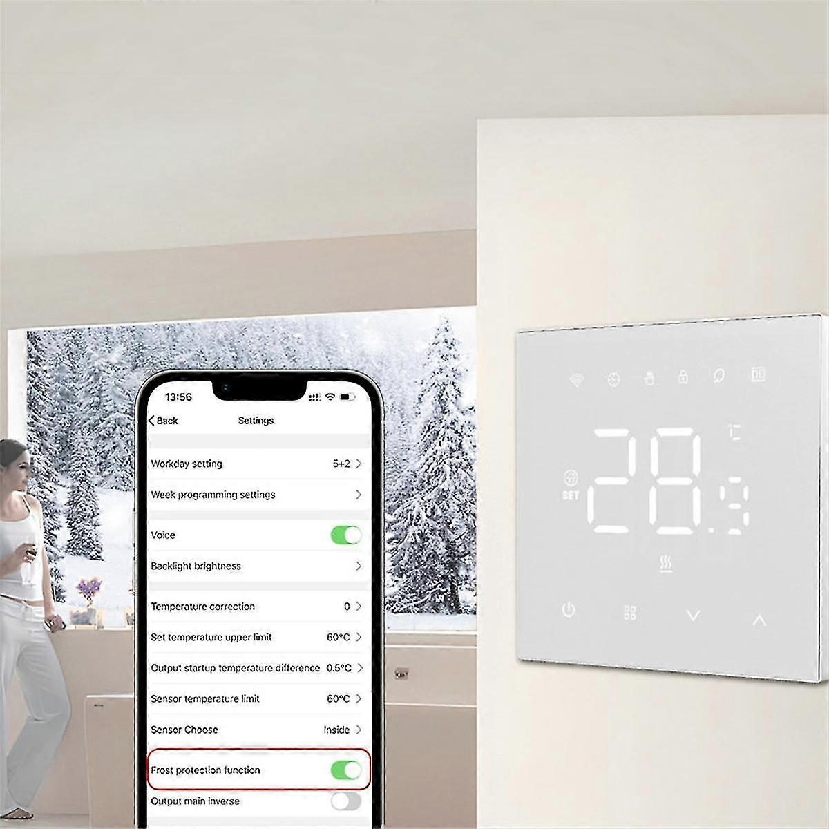 Tuya Smart Wifi Thermostat Warm Floor Heating 220v 16a Gas Boiler Electric Temperature Controller Home Alexa Black