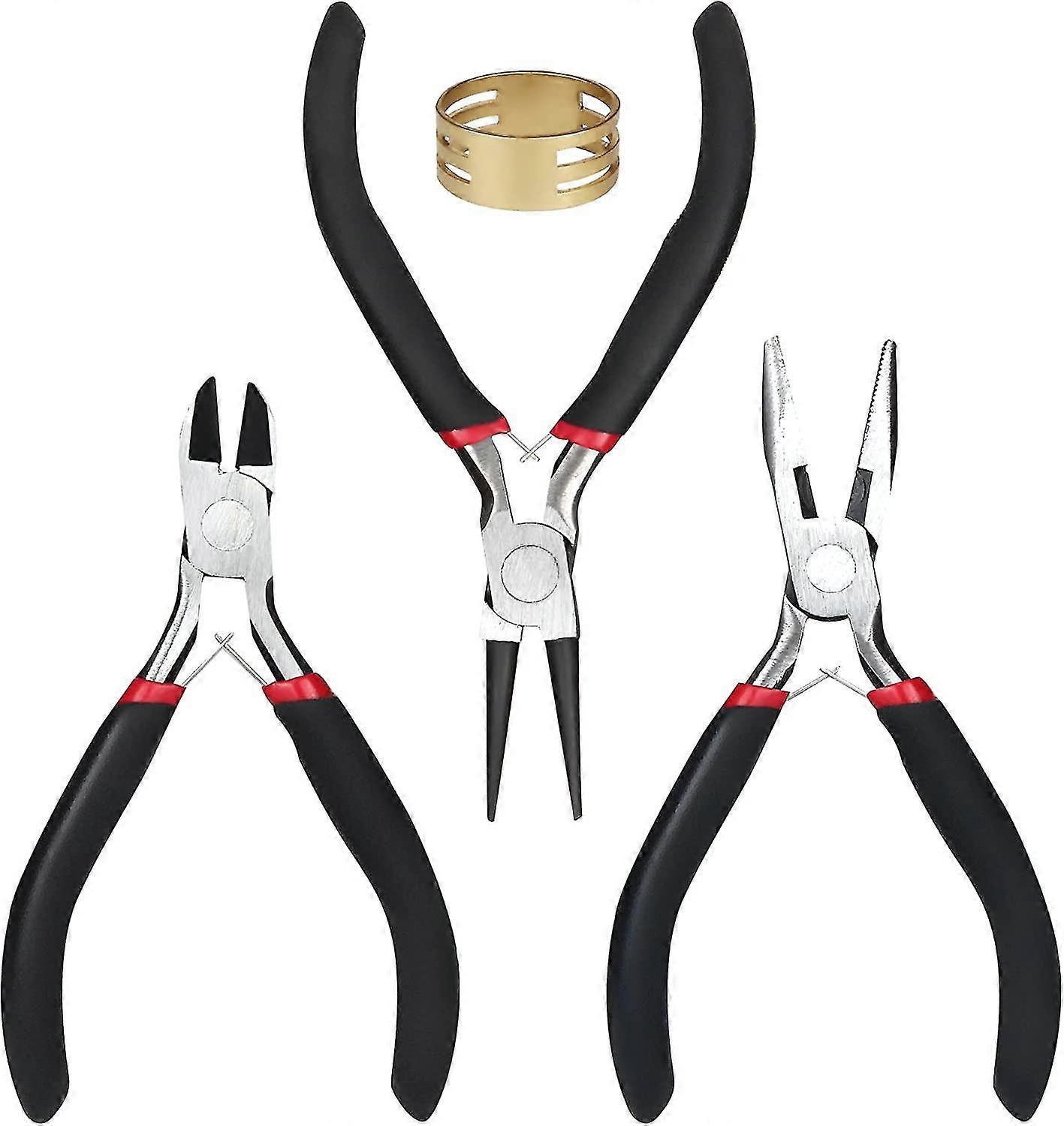 كماشة المجوهرات 3 قطع كماشة مجموعة أدوات صنع المجوهرات السوداء مع القفز خاتم فتاحة كماشة الحرفية للمجوهرات صنع الديكور والحرف اليدوية و Diy Craft S