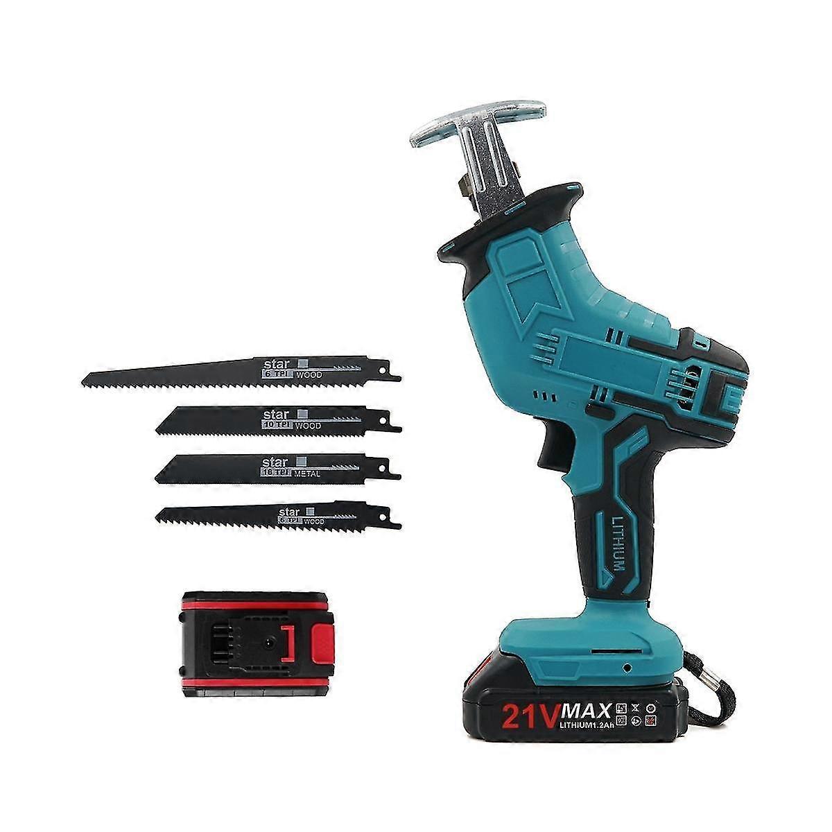 Cordless Reciprocating Saw Adjustable Speed Chainsaw Wood Metal Pvc Pipe Cutting Reciprocating Saw Eu Plug B