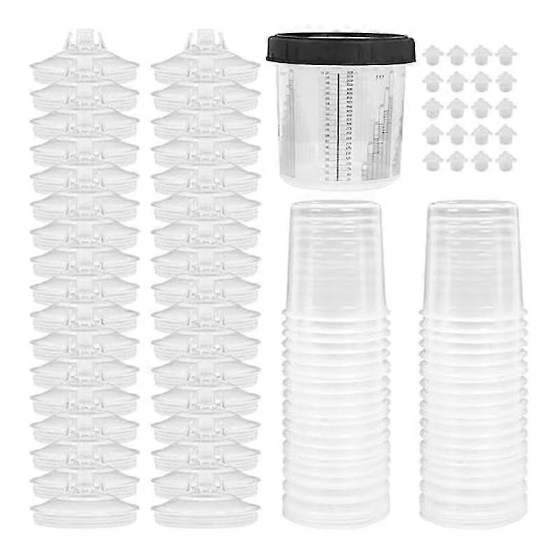 Engångssprutpistolkoppar 20 oz (600 ml) Set 50 foder 50 lock 1 hård kopp 20 proppar med låsring för bilar