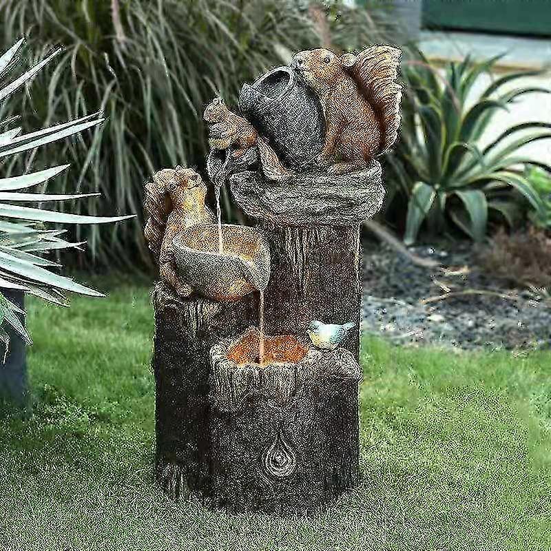 Resin Duck Water Fountain Statue Animal Model Ornamental Multi-color Freestanding Garden For Yard Decor Cascading Squirrel (3-c-6)