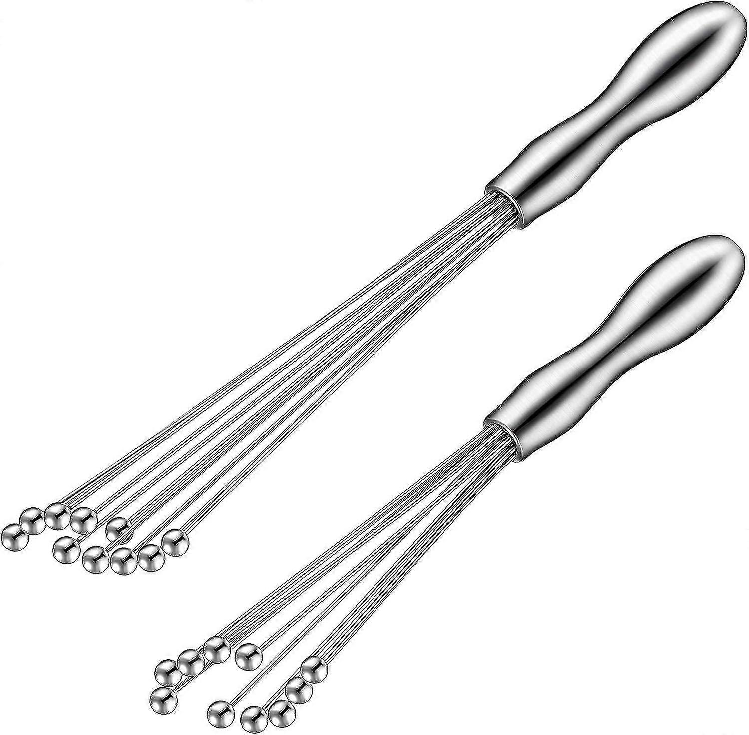 2 peças Mini Ball De aço inoxidável Whisk 10 polegadas e 12 polegadas, batedor manual de batedor de ovos