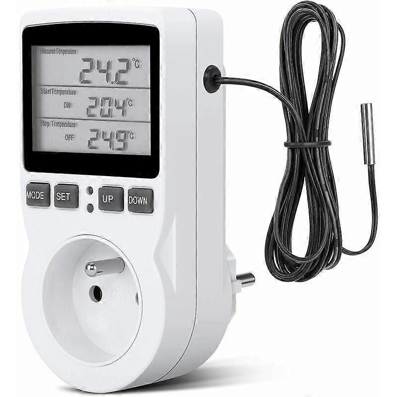 Digital Temperature Controller Heating Cooling Thermostat Socket LCD Temperature Controller 230V for Greenhouse Farm Terrarium Temperature Controller/