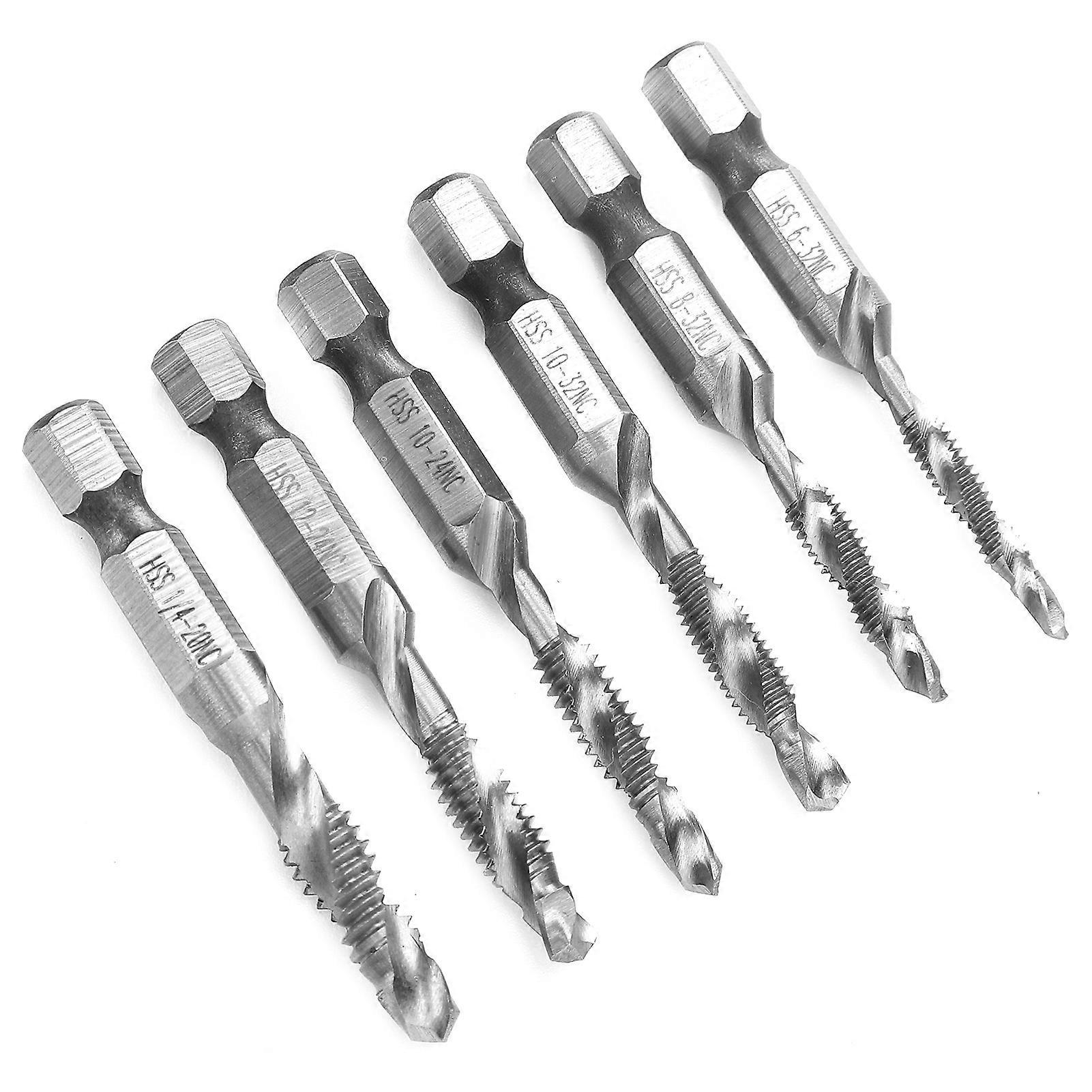 6 x HSS Hex Shank US Standard Screw Thread Tapping Drill Bits Hand Tools