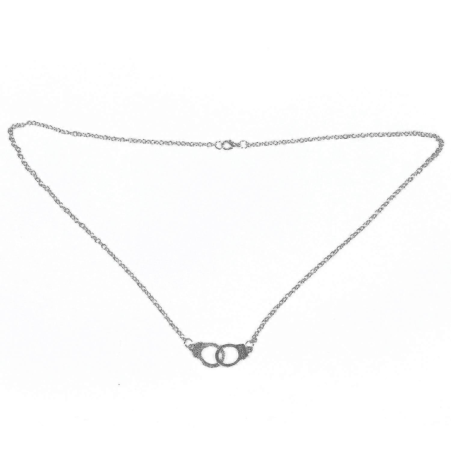 Silver Chain With Handcuffs Pendant Necklace Hy