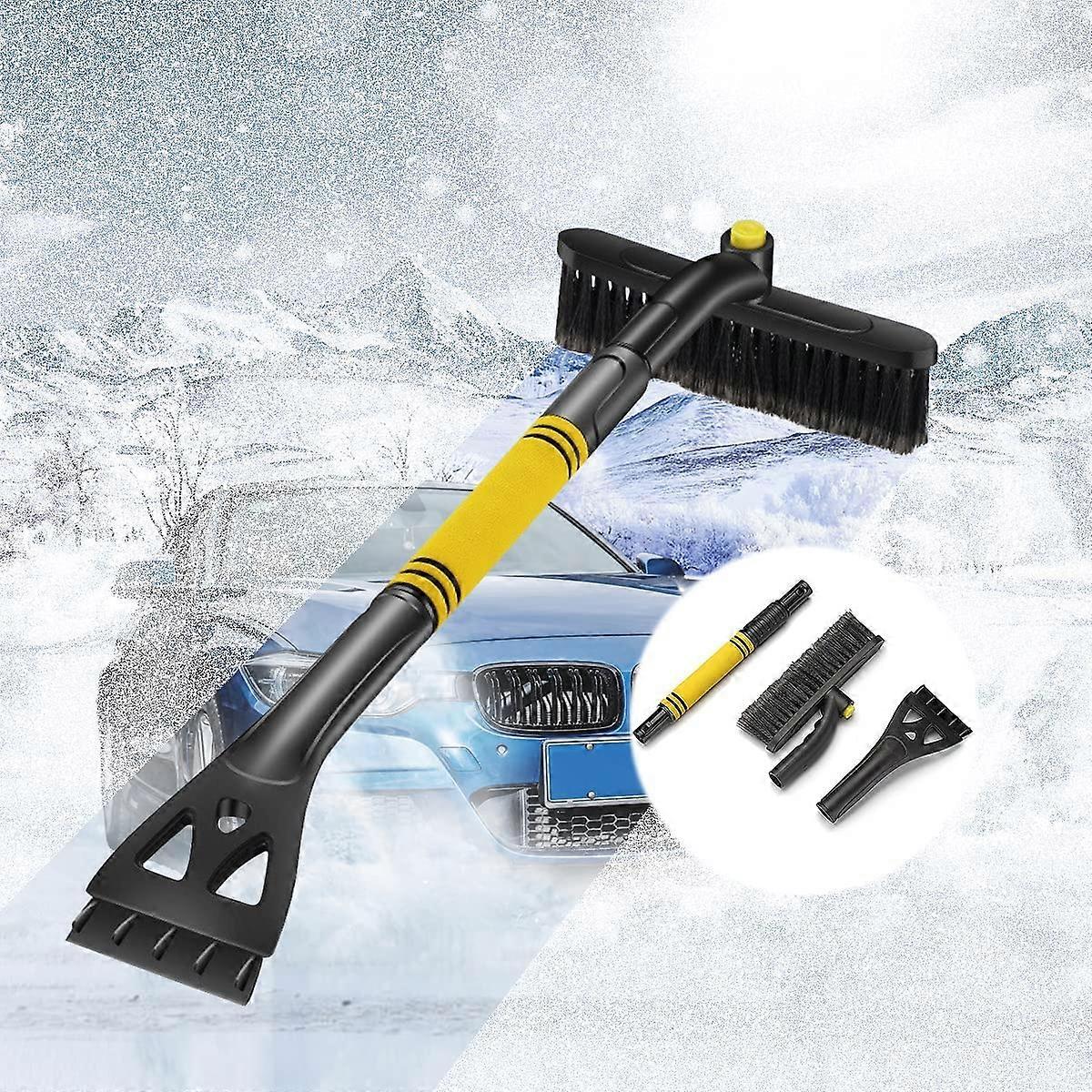 Car Ice Scraper with Broom, Extendable Snow Brush, Extendable Ice Scraper, Foam Handle, Snow Brush