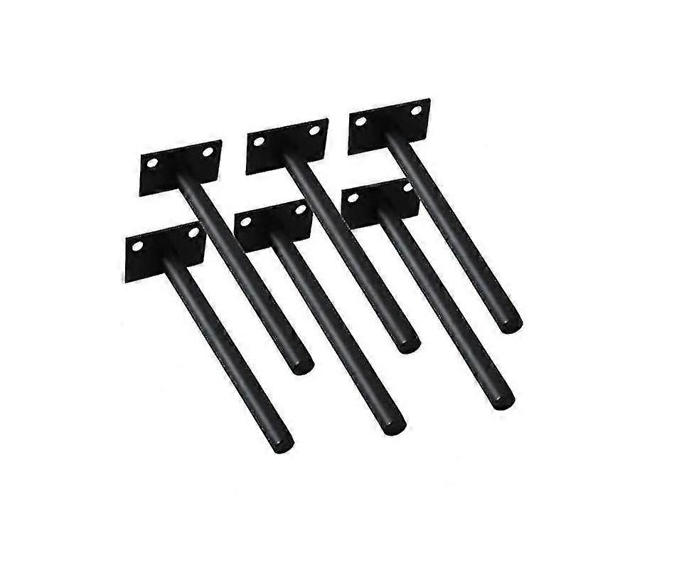 Floating Shelf Brackets Heavy Duty Blind Support Brackets 6 Piece Hidden Brackets For Floating Wood Shelves (Black - 6 Pieces)