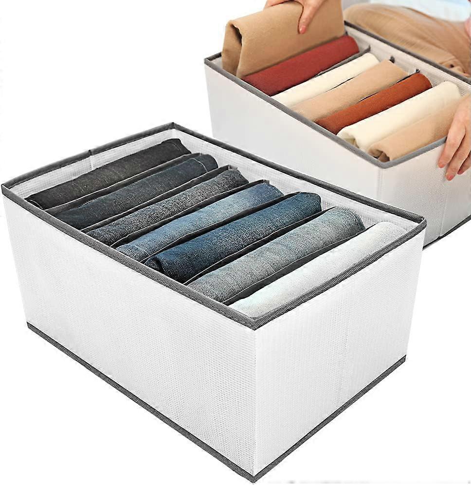 2 Pack Wardrobe Closet Organiser and Storage for Clothes,7 Grids Foldable Dividers Organizer for Stackable Clothing Storage Boxes