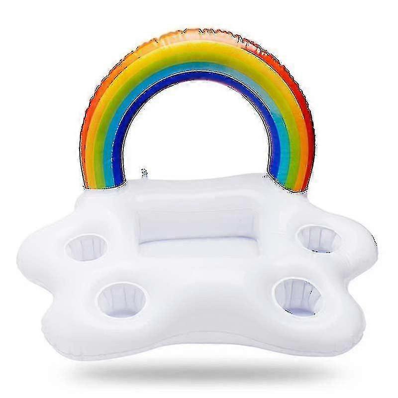 Inflatable Pool Float Food Storage Tray Fruit Beer Drinking Cooler Beach Swimming Ring Rainbow