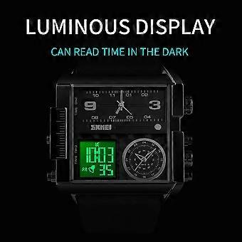 Orologio Uomo Quadrato Oversize Cyberpunk - Tre Fusi Orari, Cronografo, Led, 5 ATM