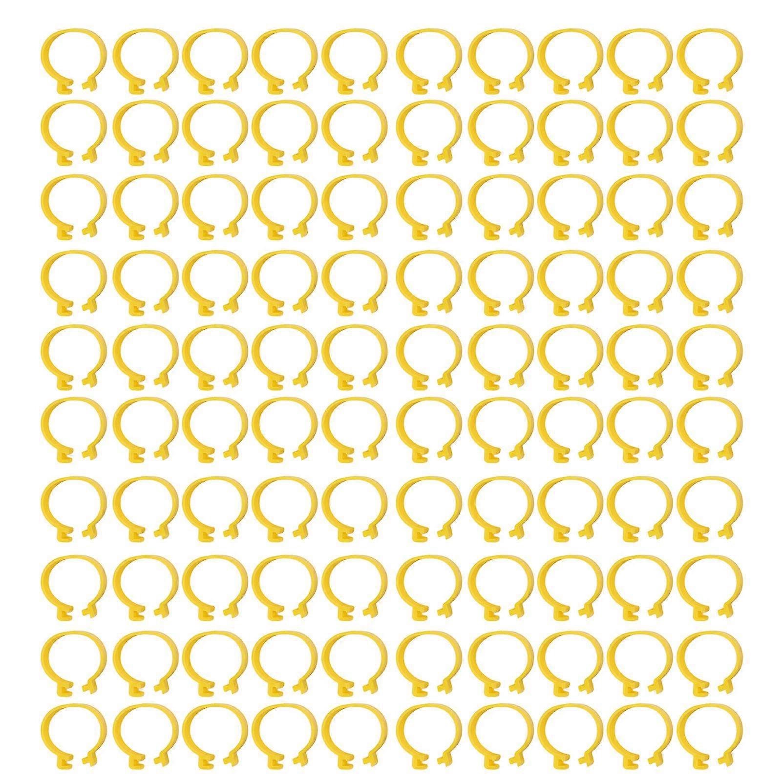 Reusable Plastic Chicken Ankle Rings 100PCS for Breeding Chickens Ducks and Geese 16mm Clips Yellow