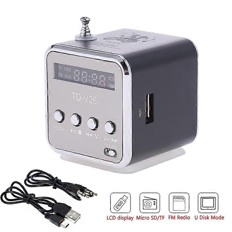 Mini TD-V26 Digital FM Radio Speaker  FM Receiver With LCD Stereo Loudspeaker Support Micro SD Card Micro TF Card Audio Components