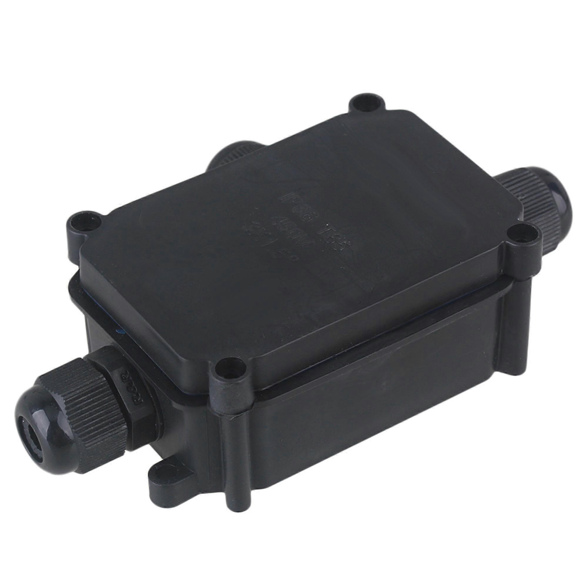 2Pieces Black Pp Plastic Electrical Outdoor 3 Cable Electrical Junction Boxes