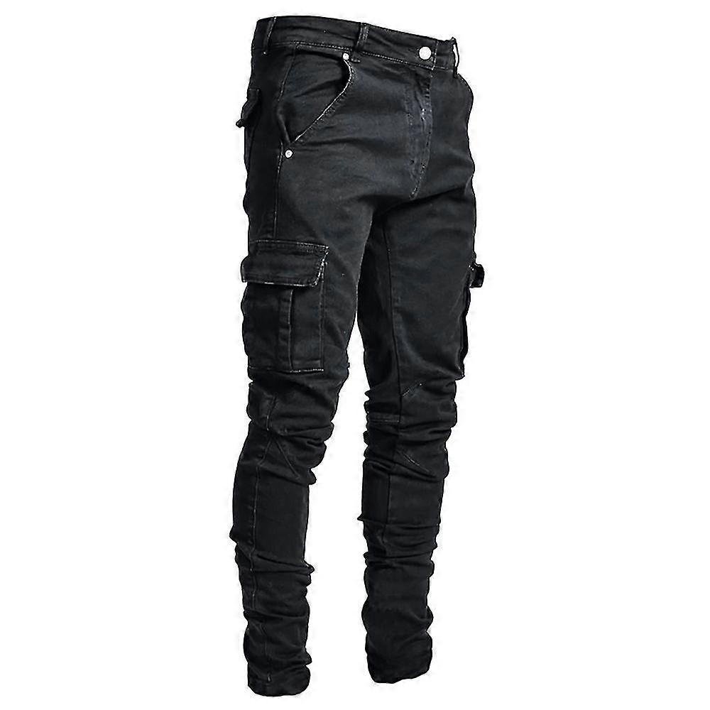 Men Cargo Combat Denim Pants Skinny Jeans Casual Trousers Jeggings