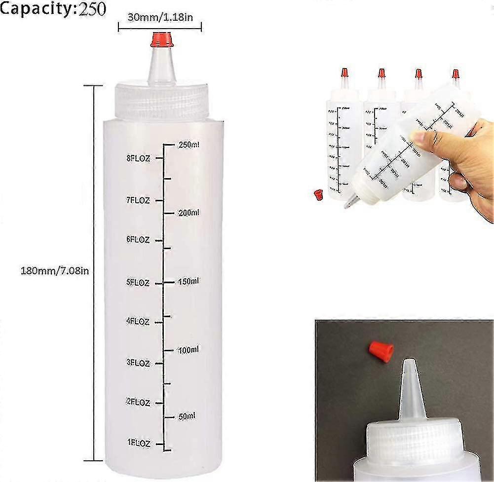 Squeeze Bottle, Squeeze Bottle With Cap, 6 Pack 8oz Squeeze Condiment Bottles For Ketchup
