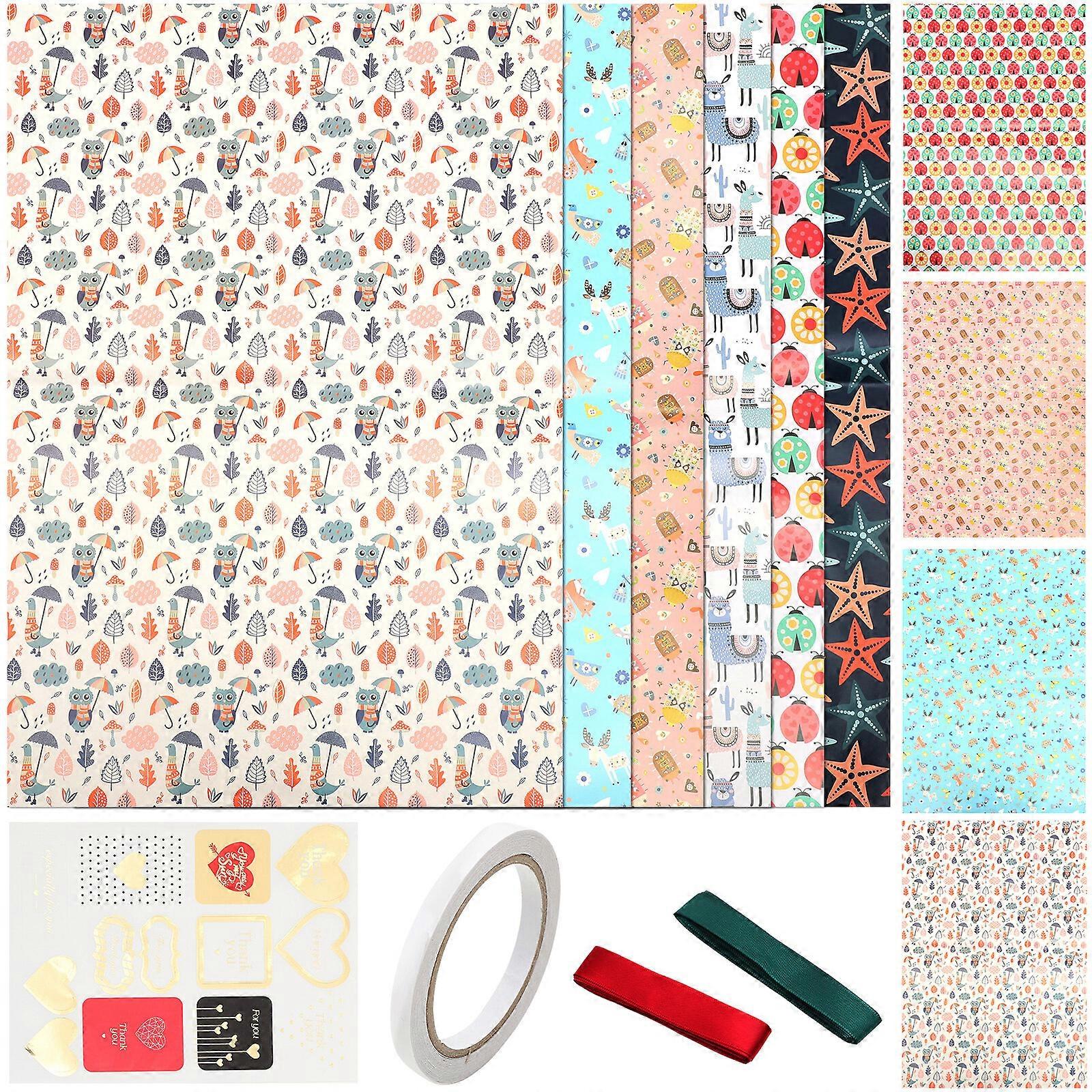 1 Set Blumengeschenkpapier mit Band Geschenkbox Verpackungspapier für Party