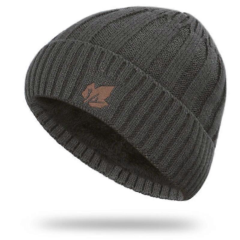 2022 Neue Mode Herren Winter Strickmütze Schal Marke Ahornblatt Dickes Futter Plus Samt Freizeithut Einfarbig Weiche Kappe Haube