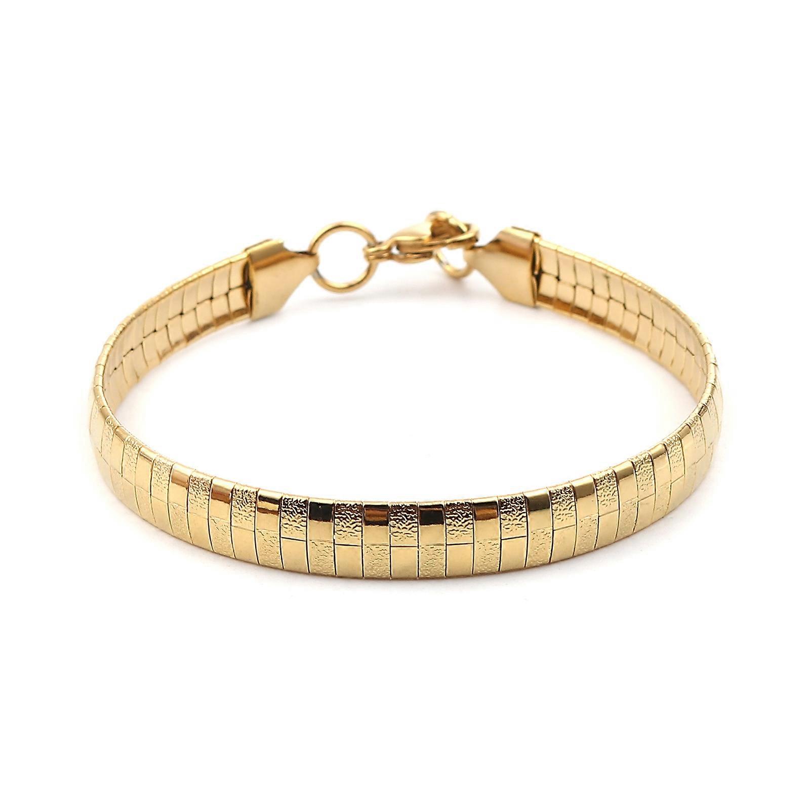 1Pc 304 Stainless Steel Bracelets For Men Women Jewelry Silver Color Rectangle Carved Pattern Party Accessories 20.5Cm Long