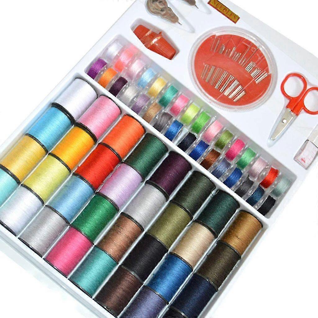 Sewing Tool Set, 64pcs Sewing Machine Thread Sewing Set with Sewing Accessories 32 Thread SpoolsTape Measure Scissors Thimbles for Beginners