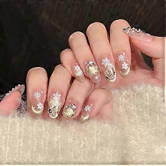 Unhas de Natal Rosa Delicadas Duráveis & Nunca Dividindo Conforto Unhas Postiças para Decoração DIY de Unhas