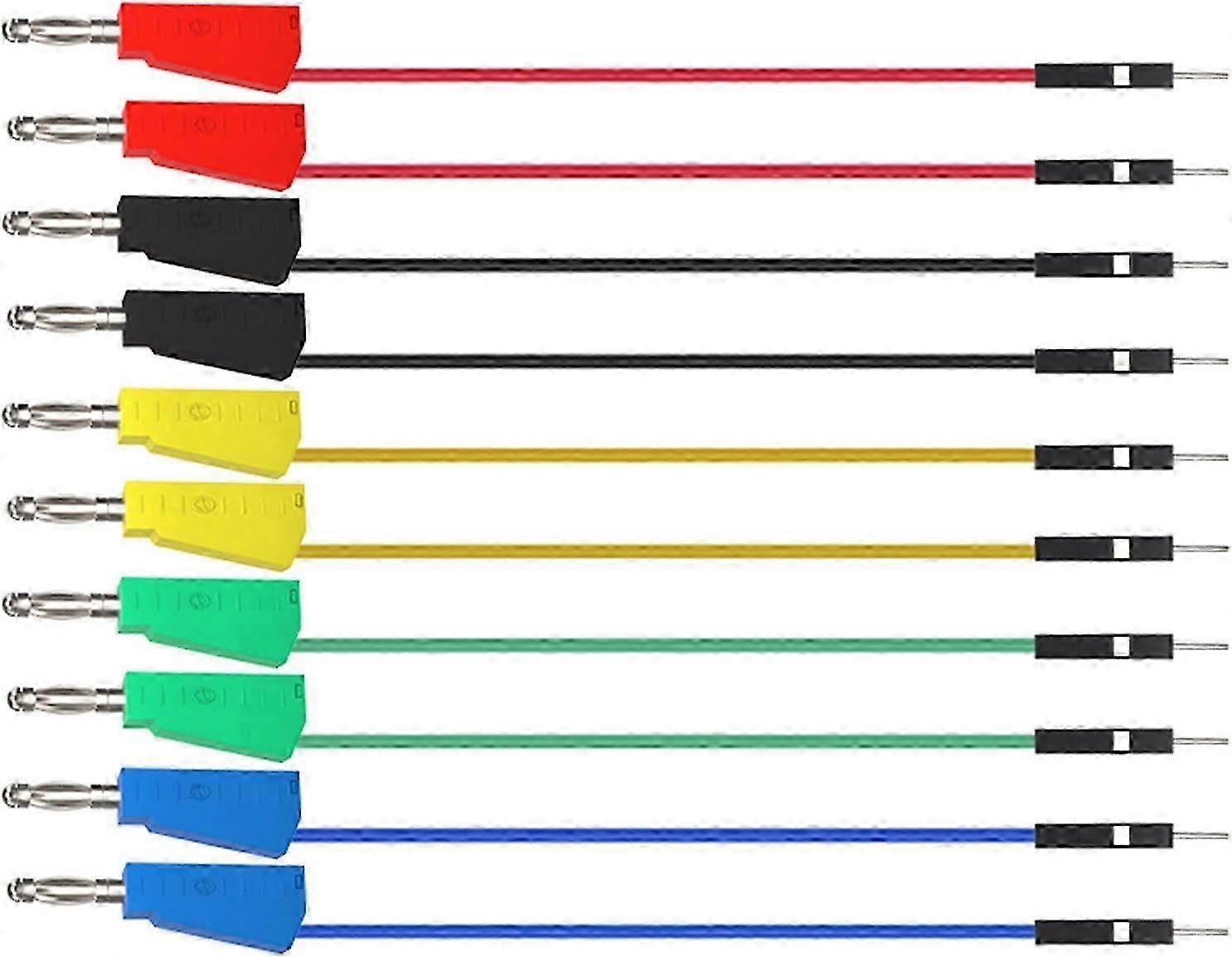 10pcs Multimeter Test Leads, Stackable Banana Plug to Breadboard Male Jumper Wires