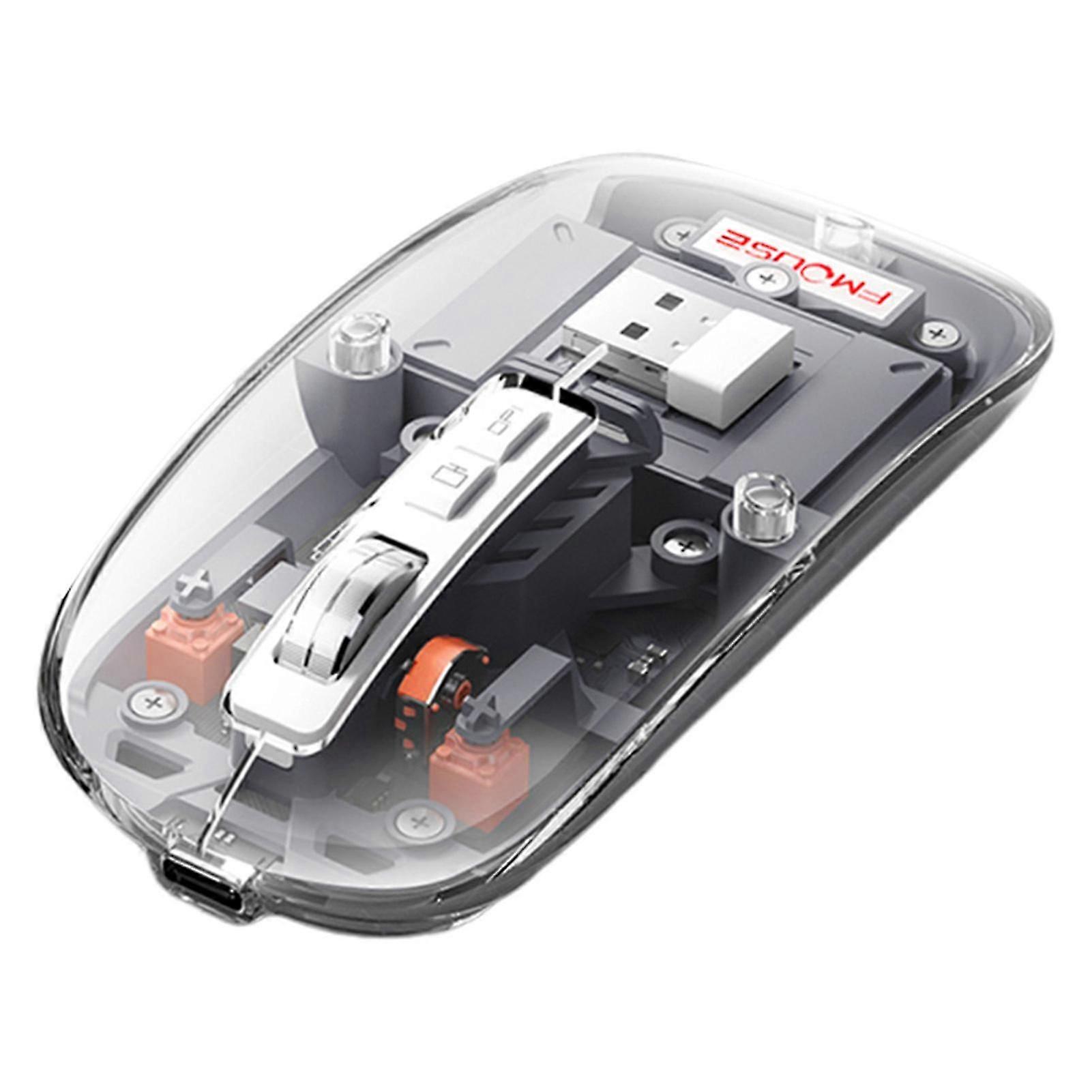 Fashion Transparent Bluetooth-Compatible Wireless Mouse Portable Cordless Quiet Mouse for PC Notebook Laptops