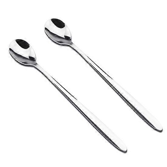 2Pcs Spoon Durable Long Handle Easy to clean Stainless Steel Soup Spoons Dinner