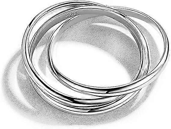 925 Sølv Ring-Trippel Ring for Kvinner, Størrelse 7