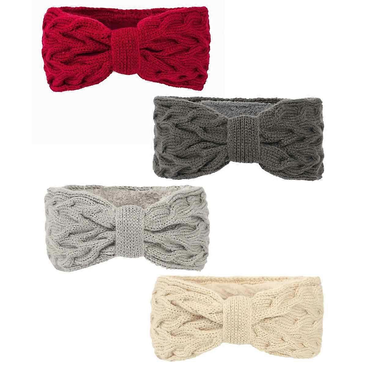 4pcs Cable Knit Headbands, Plain Braided Winter Accessories