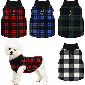 Hamify Fleece Vest Dog Sweater Set of 4 Buffalo Plaid Dog Pullover Warm Jacket Winter Pet Clothes with Leash Ring for Small Dog Cat (Fresh Color, S)