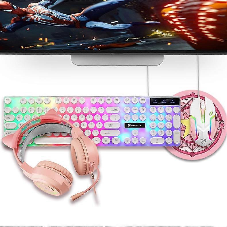 Shipadoo LD-122 4 in 1 Girly Glowing Keyboard + Mouse + Earphone + Mouse Pad Set