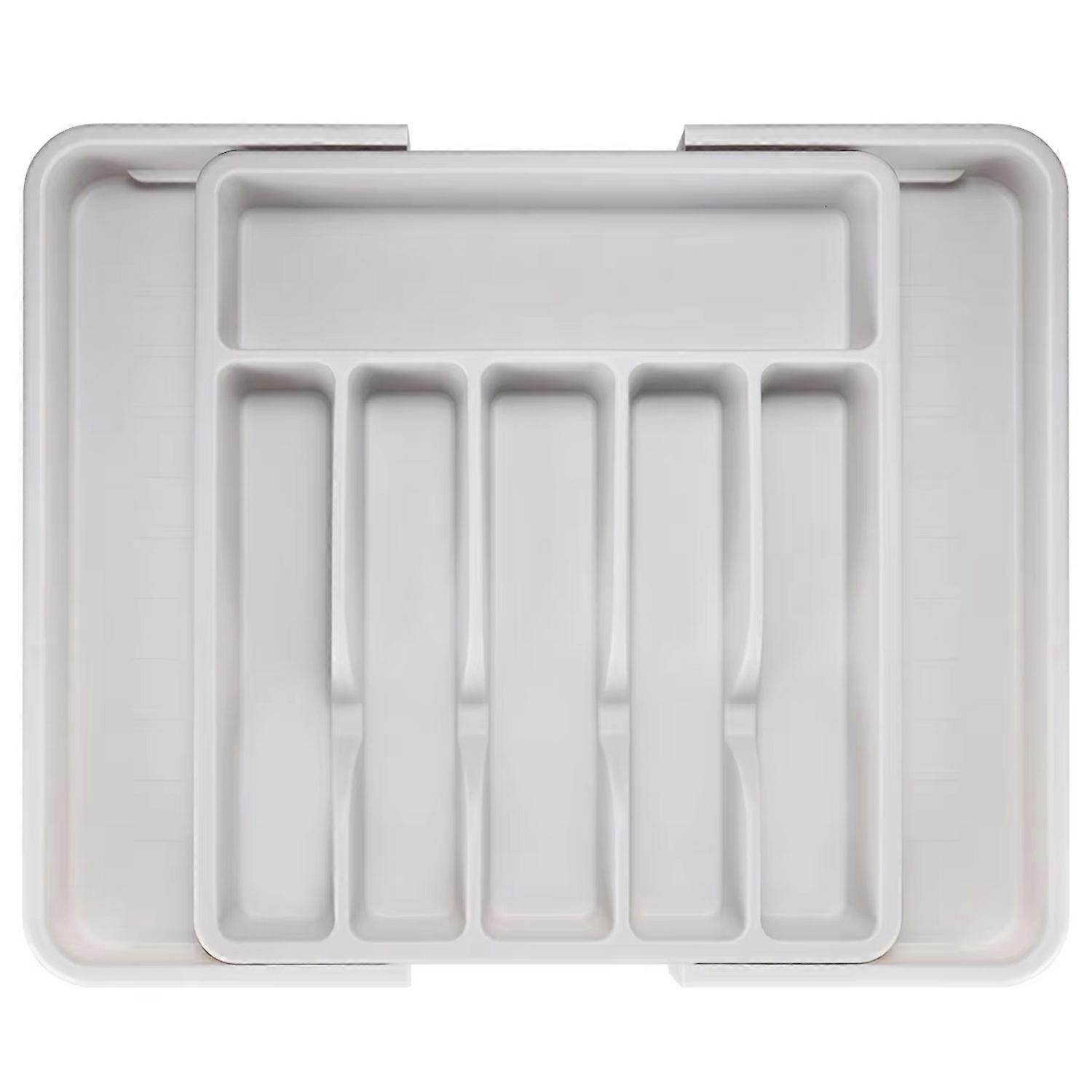 Expandable Silverware Organizer for Utensil Drawer, Adjustable Bamboo Cutlery Tray, Kitchen Storage Solution, 6-Compartment Design
