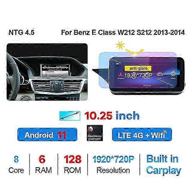 10.25"/12.3" Android 11 Qualcomm 6+128G Car Multimedia Player GPS Radio for Mercedes Benz E Class W212 E200 E230 E260 E300