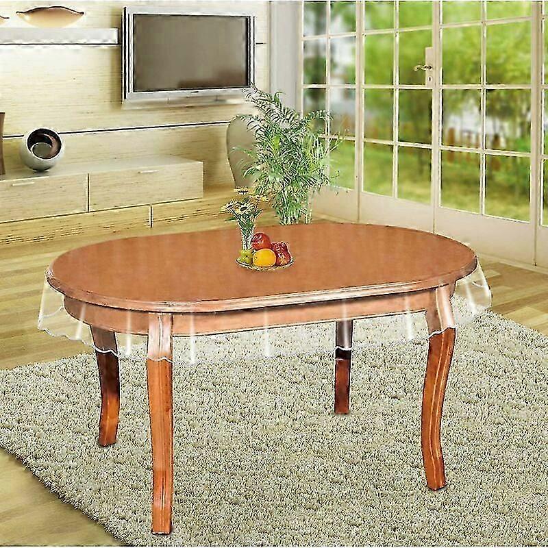 Clear Vinyl Tablecloth Protector, Waterproof Clear Plastic Oval Tablecloth for Oval Kitchen
