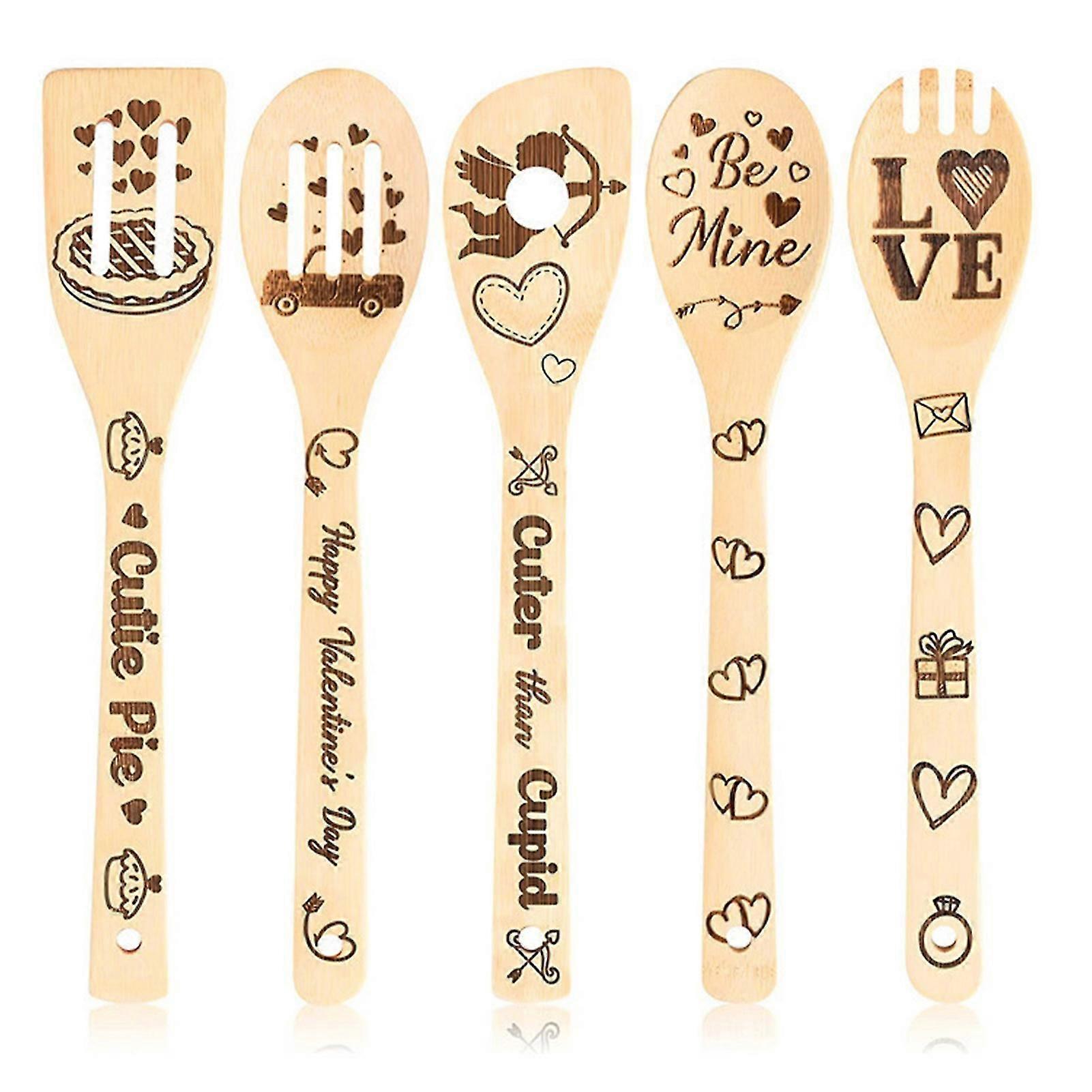 Valentine's Day Cooking Spatula Creativity Engraving DIY Kitchen Fork for Kitchen