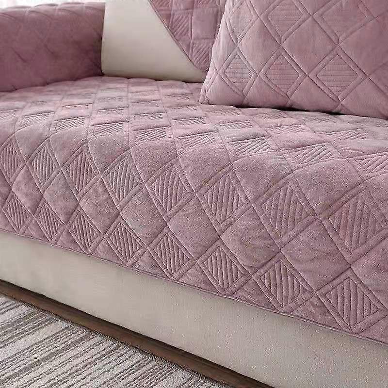 Short Plush Grey Color Sofa Towel European Brief Thicken Quilted Sofa Cover Slip Resistant European Couch Cover for Living Room
