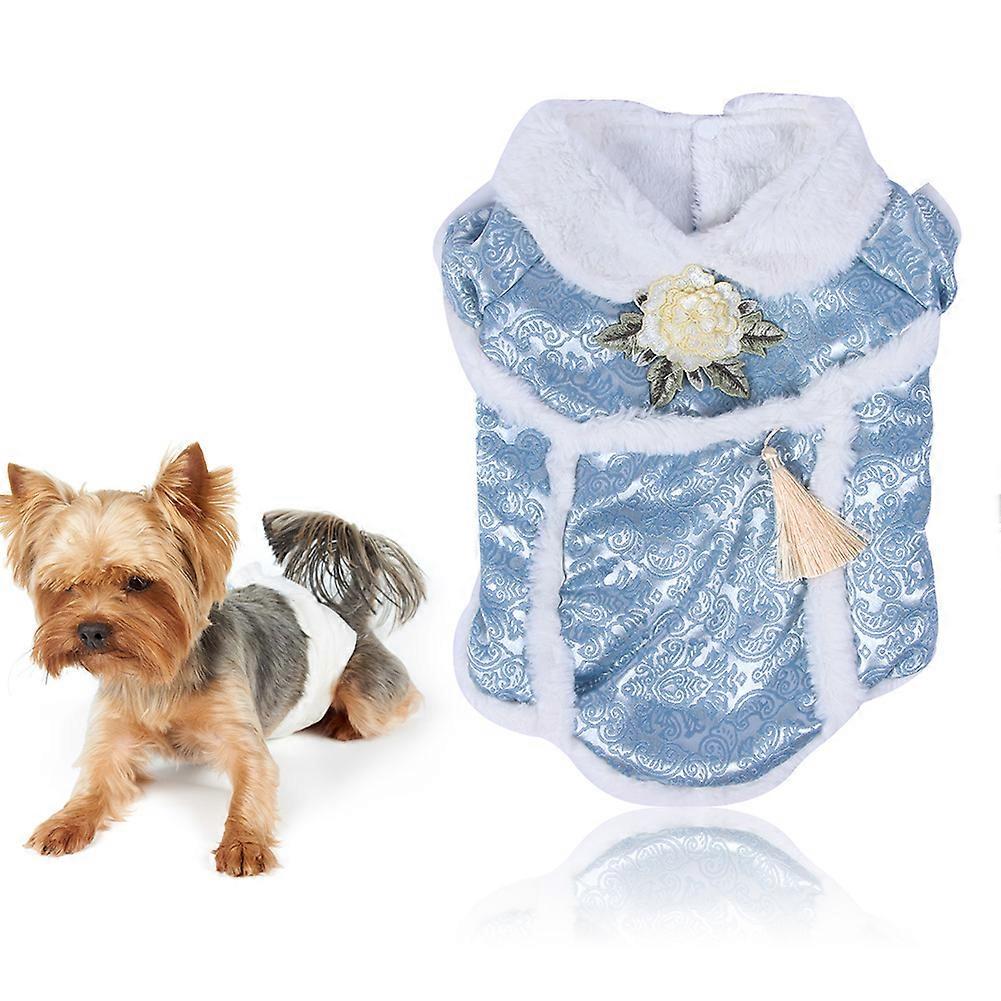 Chinese Style Tang Suit Dog Clothes for Small to Medium Breeds, Soft Cotton Fabric, Traditional Mandarin Collar, Red and Gold Color