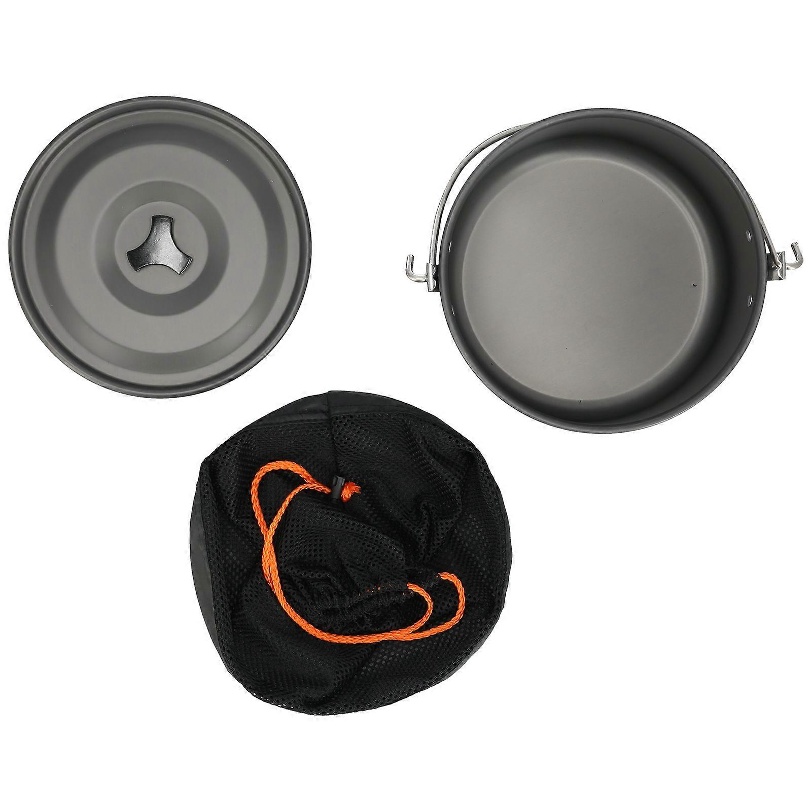 Portable Aluminum Alloy Camping Pot with Lid and Storage Bag for 6-8 People