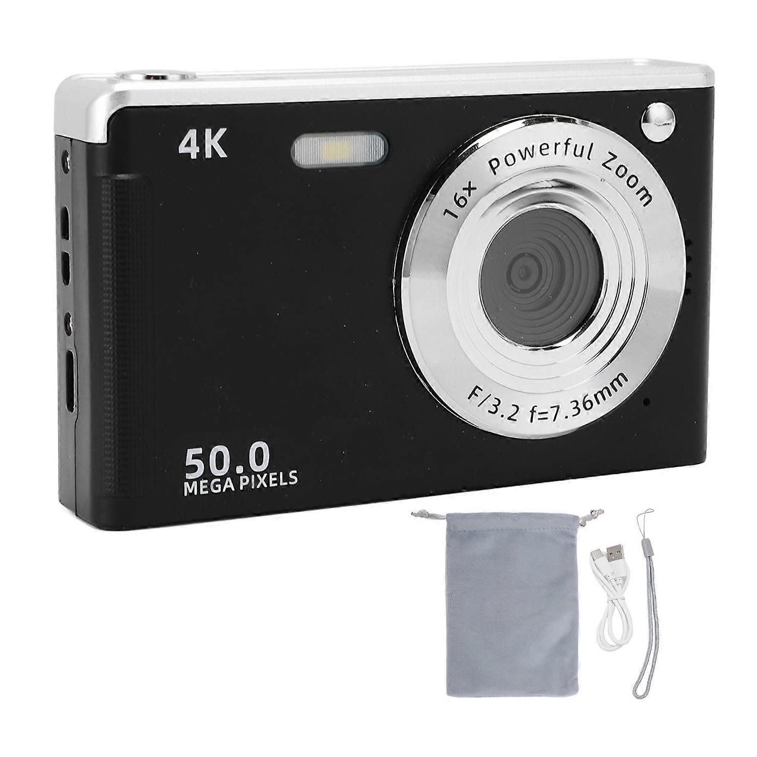 Digital Camera with Fill Light 4K 50MP 2.8 Inch Screen 16x Zoom Anti Shake AF Autofocus Camera for P