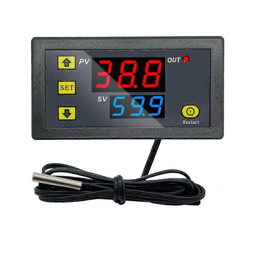 LED Display Digital Temperature Controller DC 12V/24V/AC110-220V Mini Thermostat Controller with Heat/Cooling Control Instrument